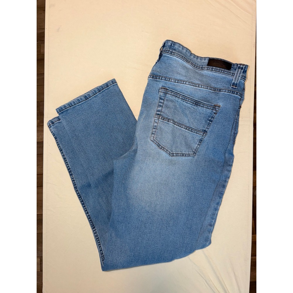 Kenneth Cole New York Mens 42x32 Slim Fit Light Wash Blue Stretch Denim Jeans